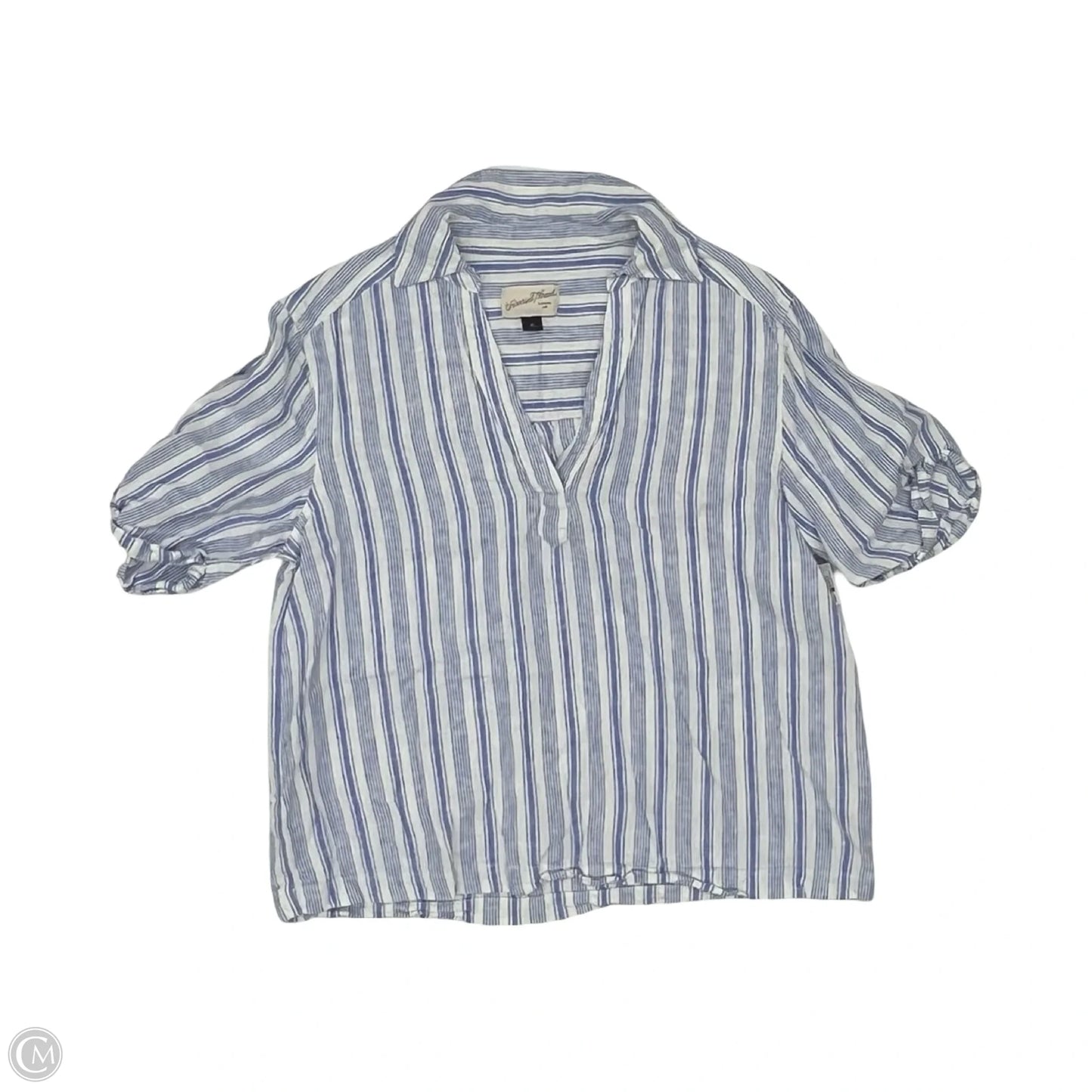 Blouse Short Sleeve By Universal Thread In Blue & Cream, Size: Xs