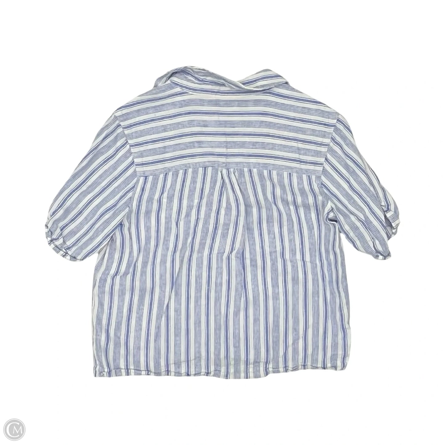 Blouse Short Sleeve By Universal Thread In Blue & Cream, Size: Xs