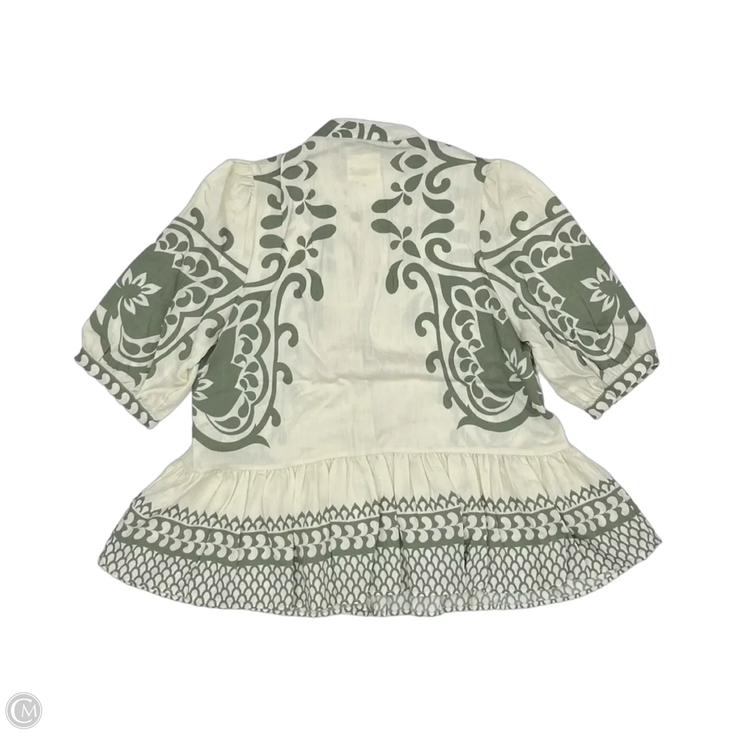 Blouse Short Sleeve By Umgee In Cream & Green, Size: M