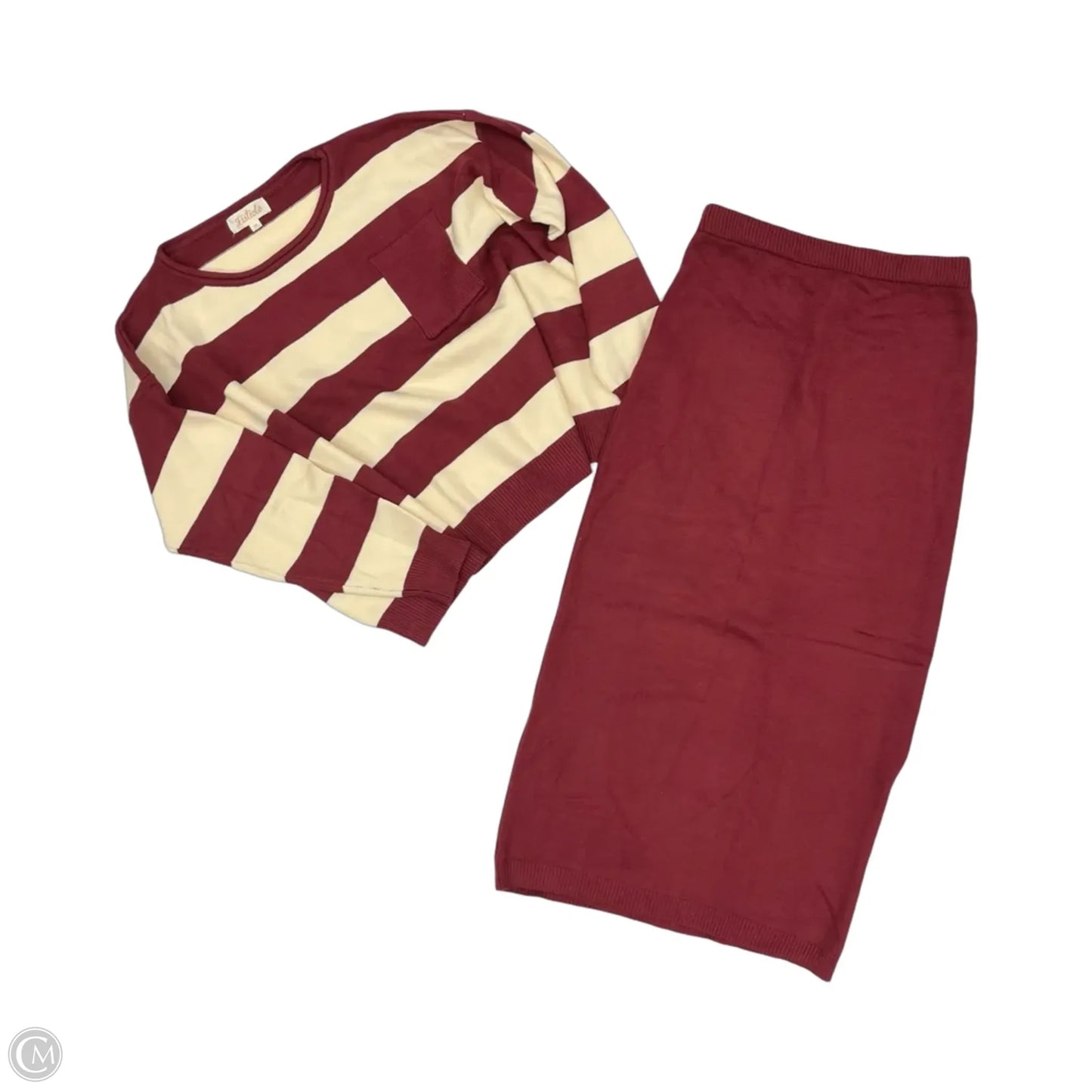 Skirt Set 2pc By Listicle In Cream & Red, Size: L
