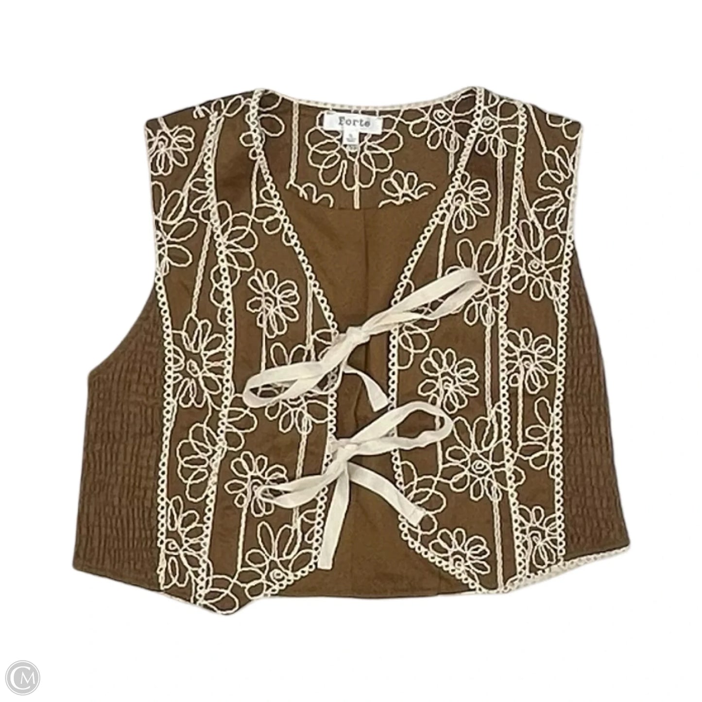Vest Other By Clothes Mentor In Brown & Cream, Size: L