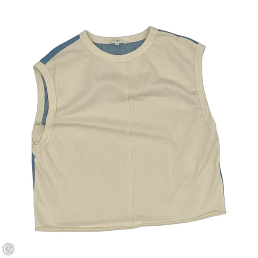 Top Sleeveless By Oddi In Blue & Cream, Size: M