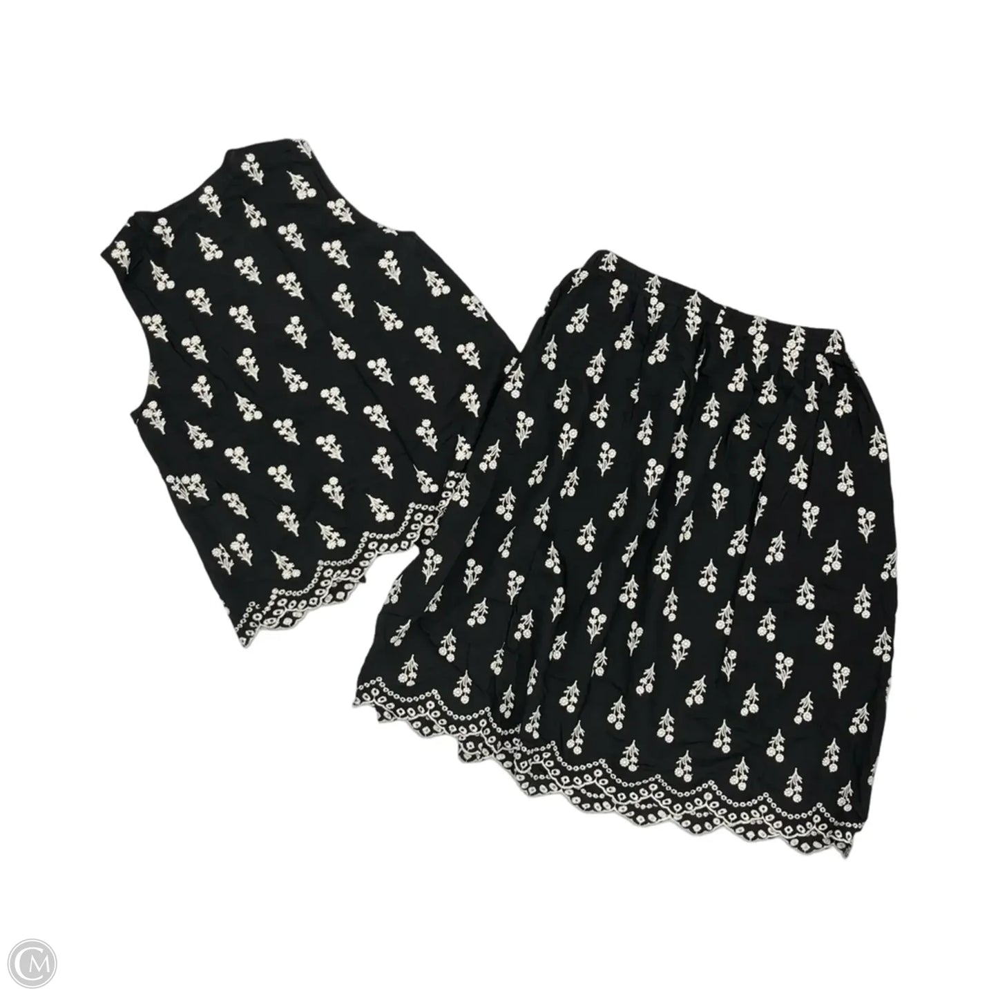Skirt Set 2pc By Oddi In Black & Cream, Size: L