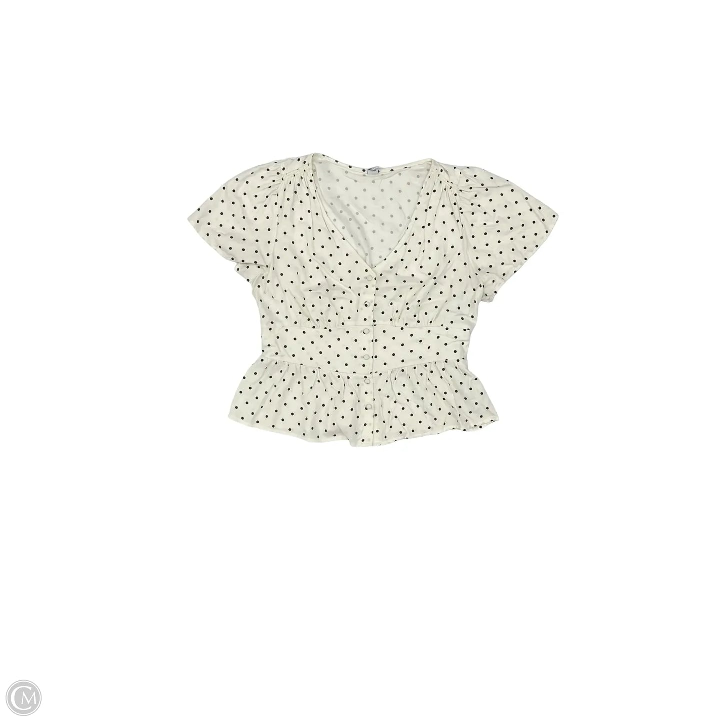 Blouse Short Sleeve By Old Navy In Polkadot Pattern, Size: L
