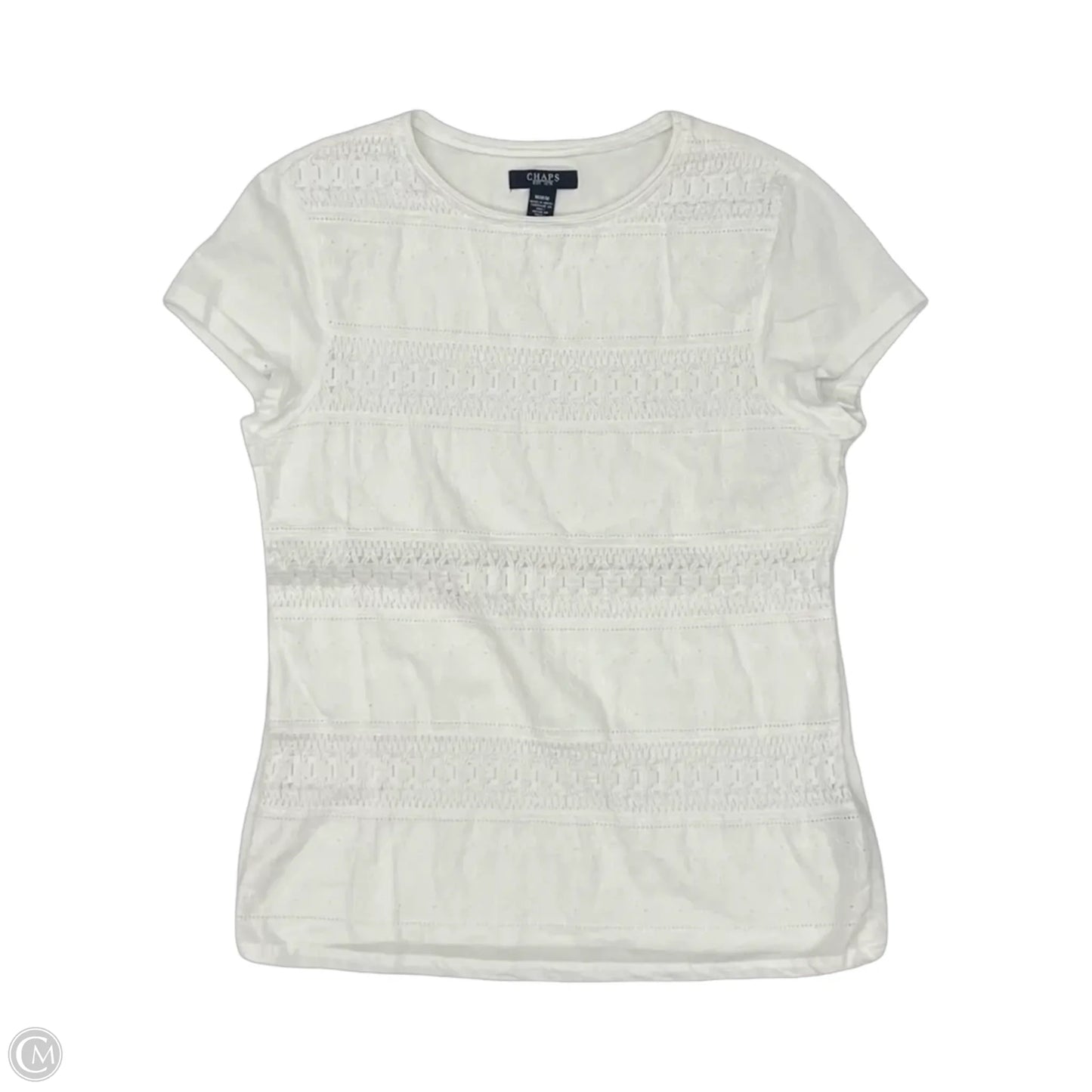 Top Short Sleeve By Chaps In Cream, Size: M