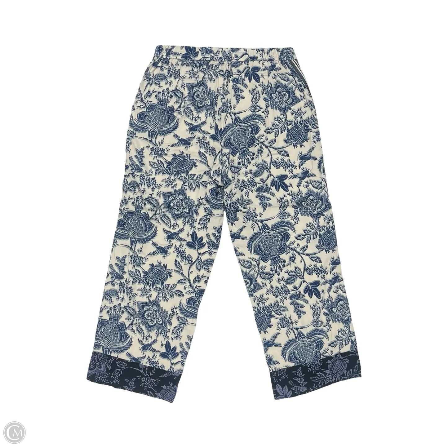 Pants Wide Leg By Liverpool In Blue & Cream, Size: S