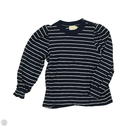 Top Long Sleeve By Nation Ltd In Blue & Cream, Size: M
