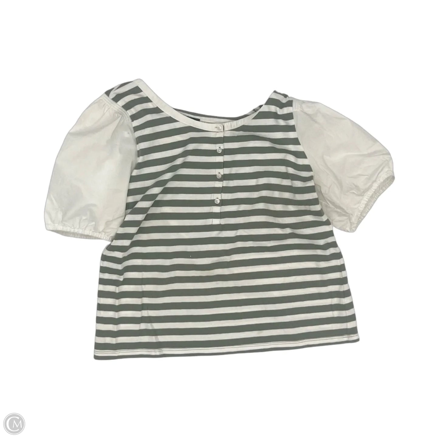 Top Short Sleeve By Talbots In Green & White, Size: Lp