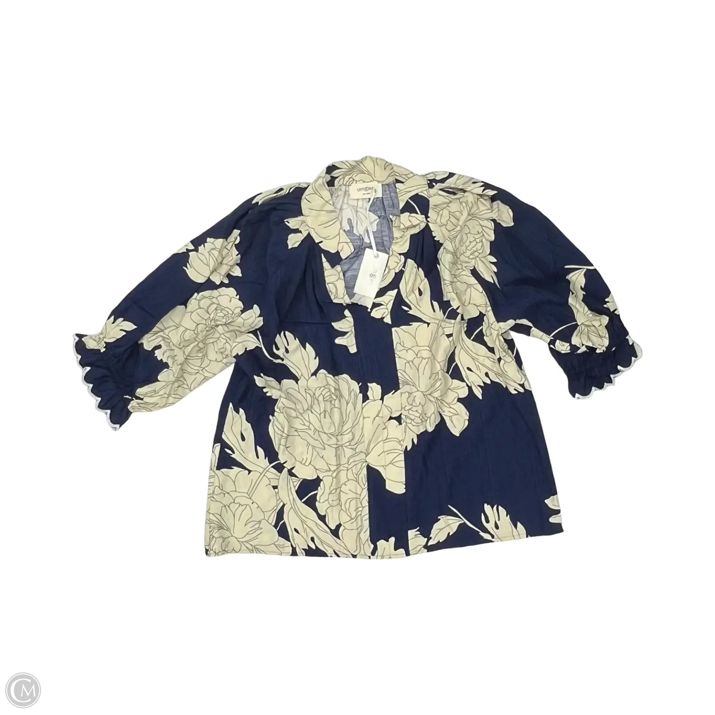 Blouse Long Sleeve By Umgee In Blue & Cream, Size: S