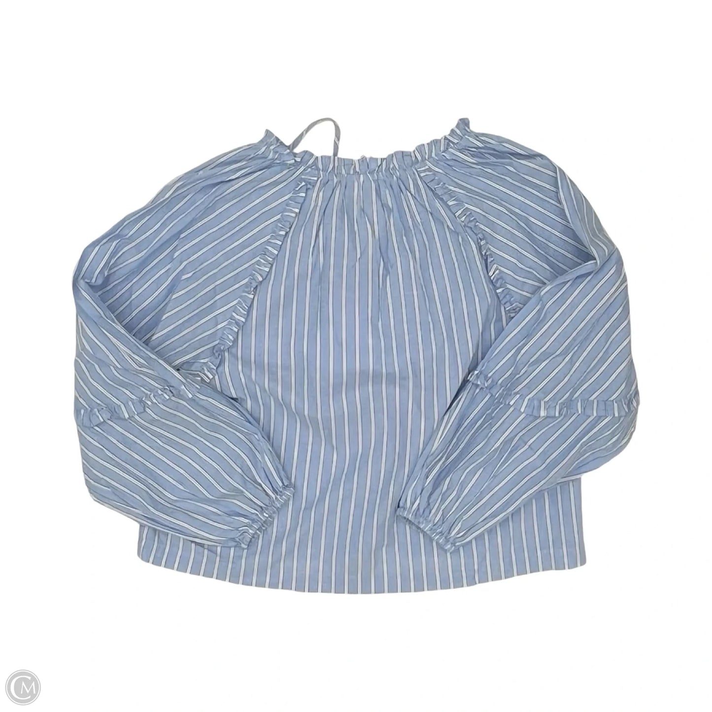 Blouse Long Sleeve By Old Navy In Blue & White, Size: M