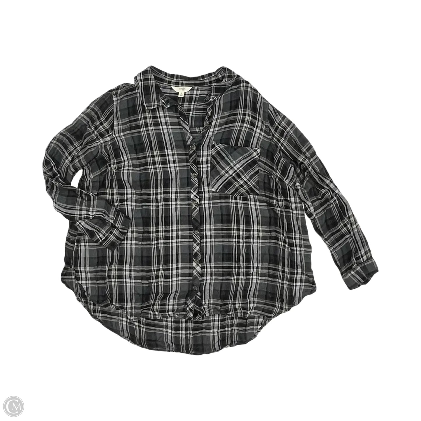 Top Long Sleeve By Terra & Sky In Black & Grey, Size: 3x