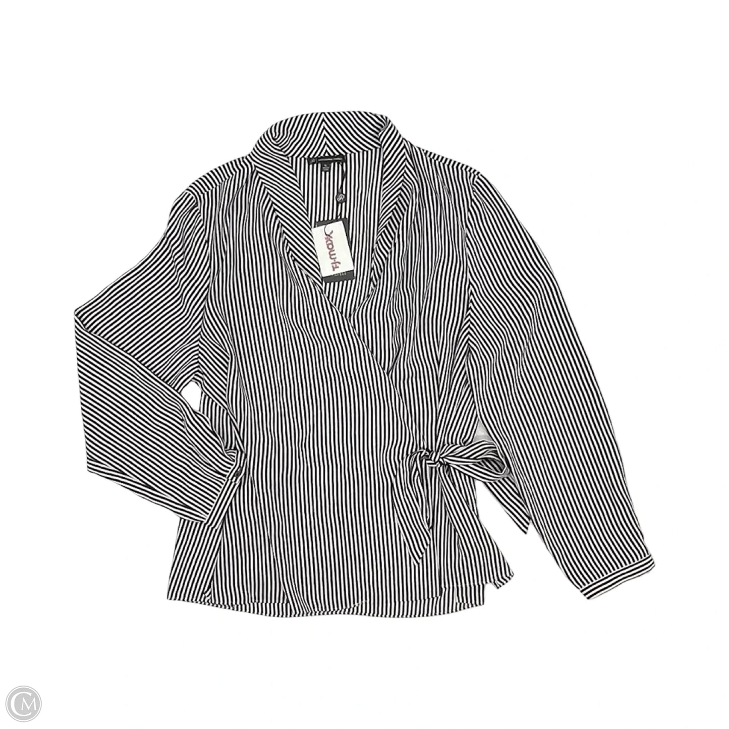 Blouse Long Sleeve By Adrianna Papell In Black & Cream, Size: Xl