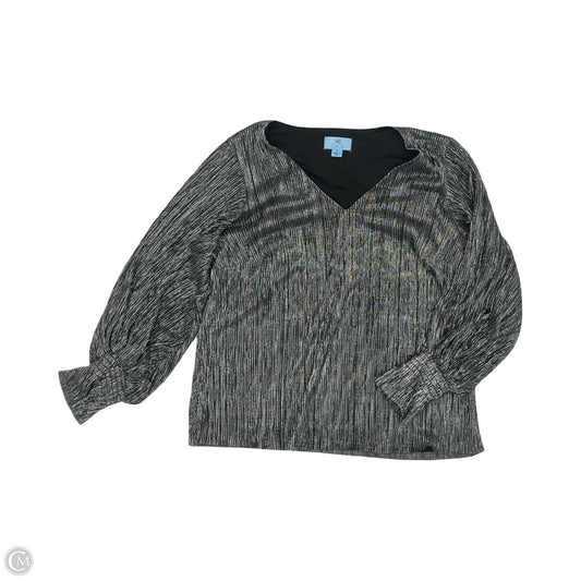 Blouse Long Sleeve By Cece In Black & Silver, Size: M