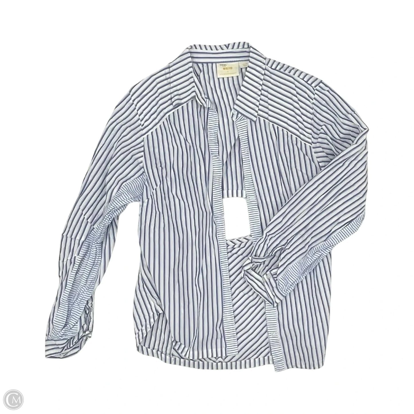 Blouse Long Sleeve By Maeve In Blue & Cream, Size: L