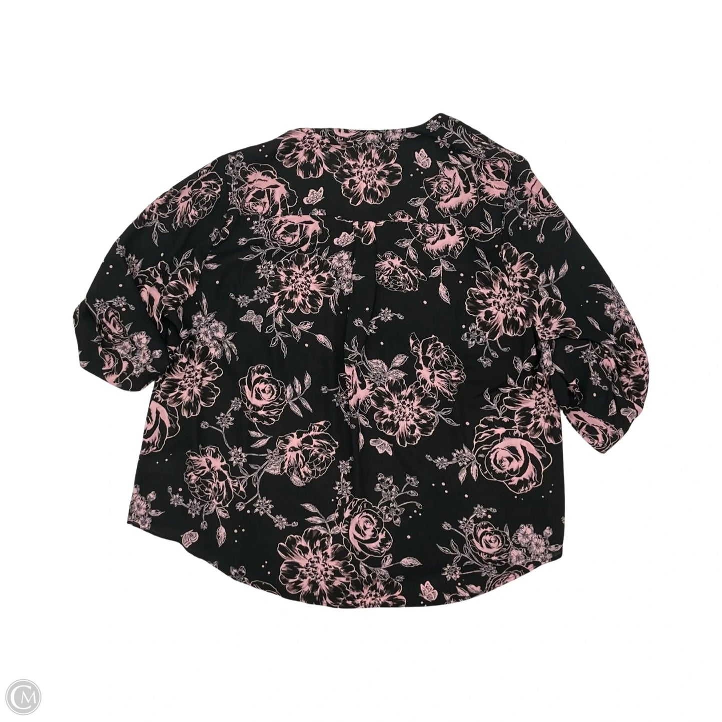 Blouse 3/4 Sleeve By Torrid In Black & Pink, Size: 3x