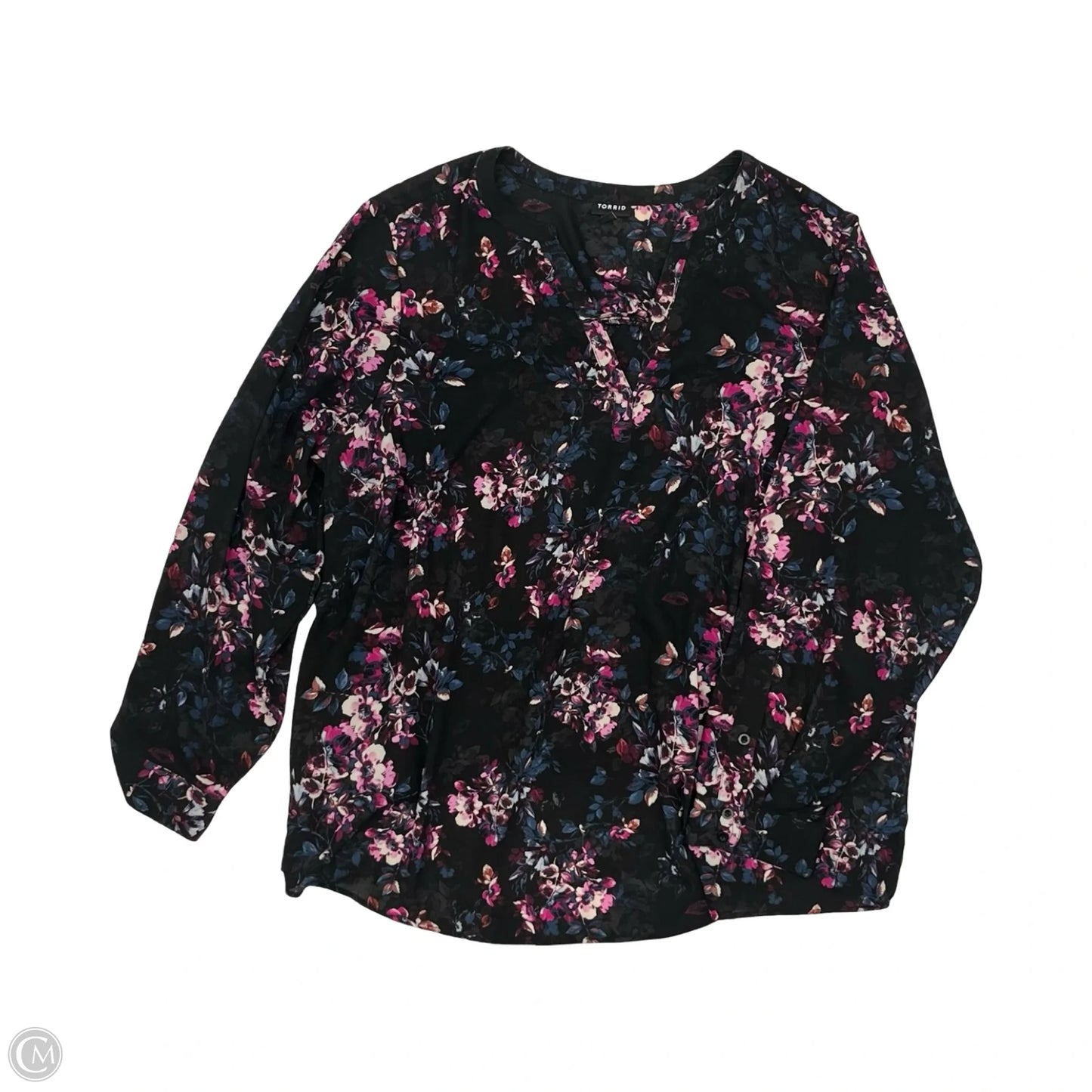Blouse 3/4 Sleeve By Torrid In Black & Pink, Size: 3x