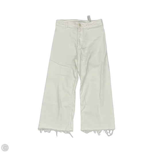 Jeans Wide Leg By Zara In Cream Denim, Size: 12