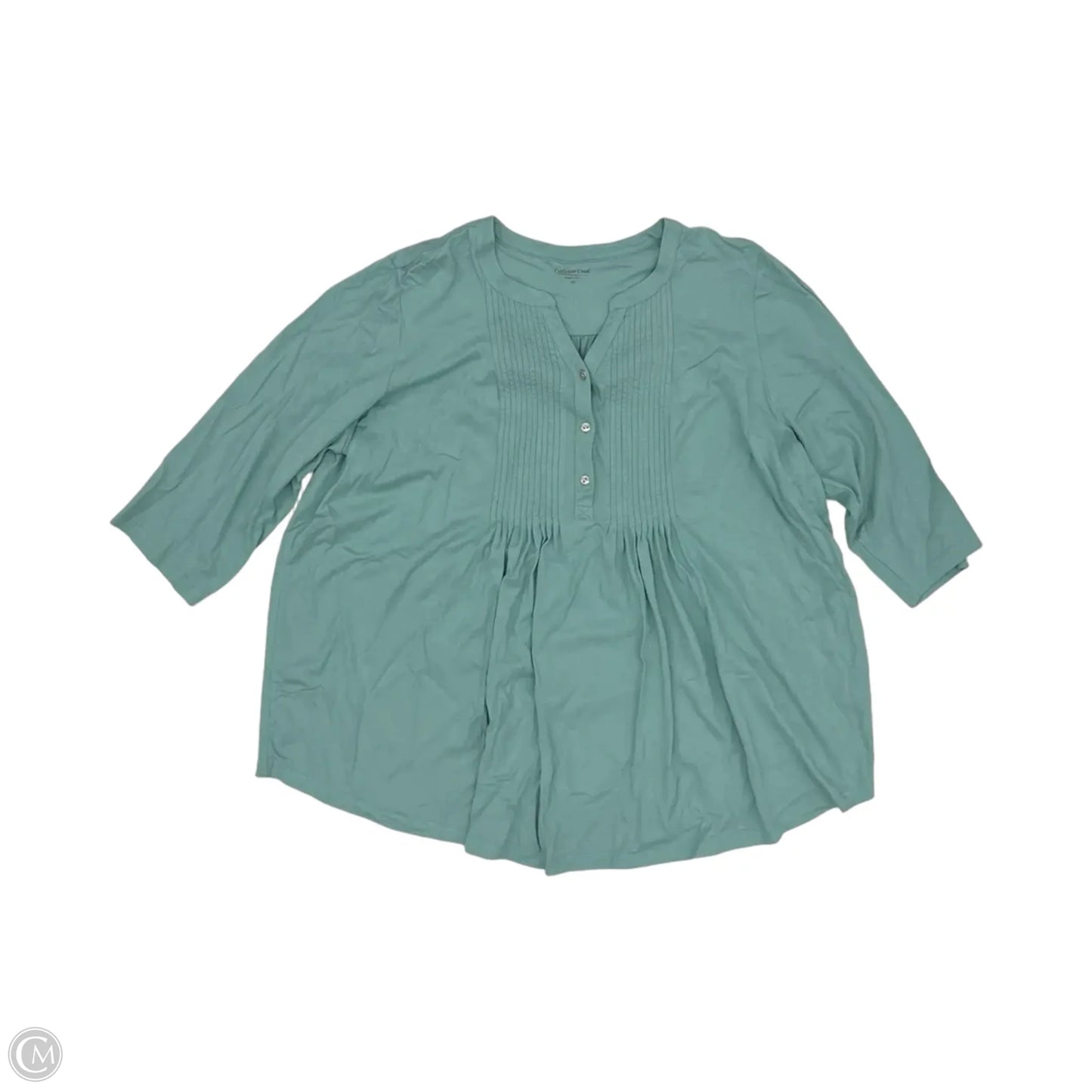 Top 3/4 Sleeve By Coldwater Creek In Green, Size: 2x