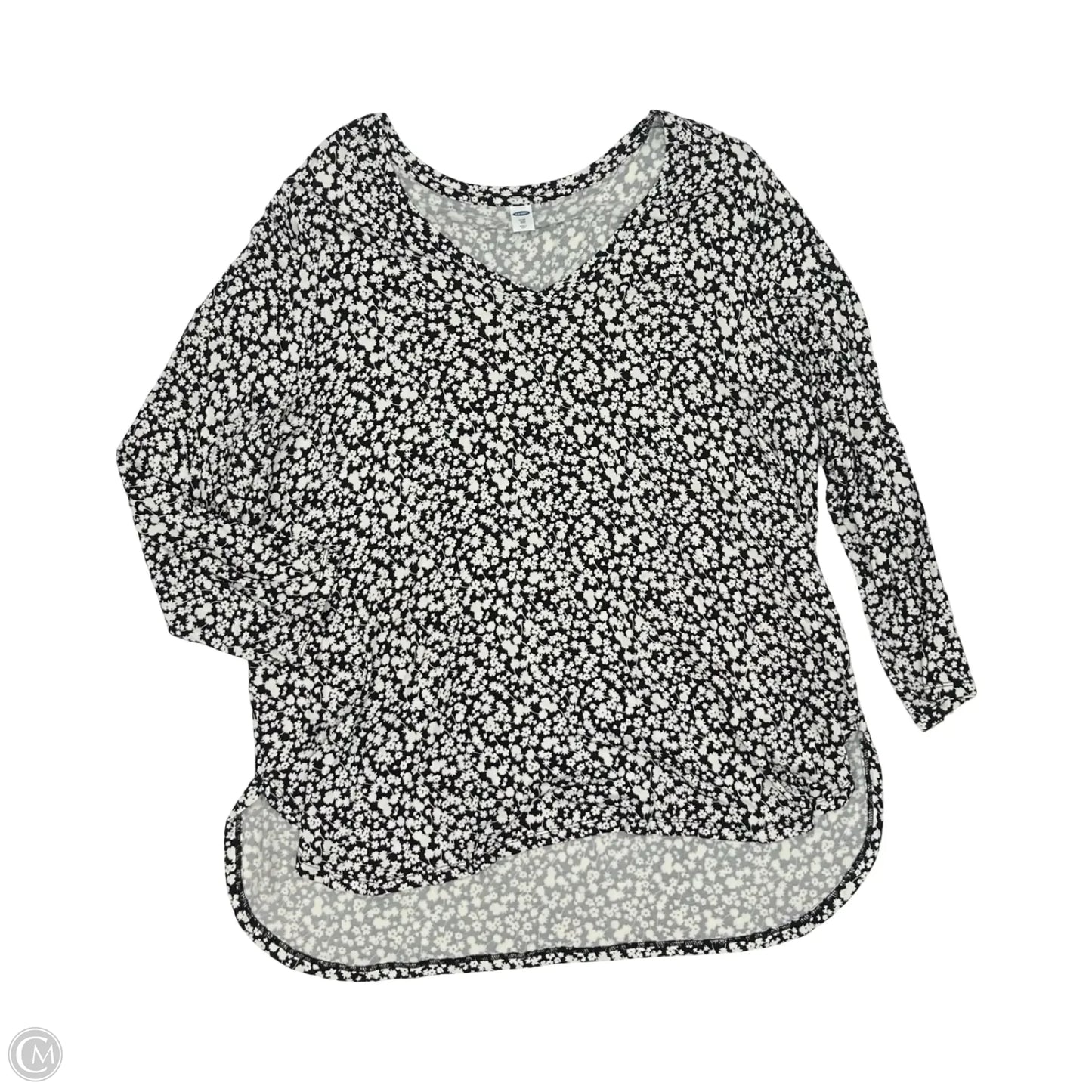 Top Long Sleeve By Old Navy In Black & Cream, Size: Xxl