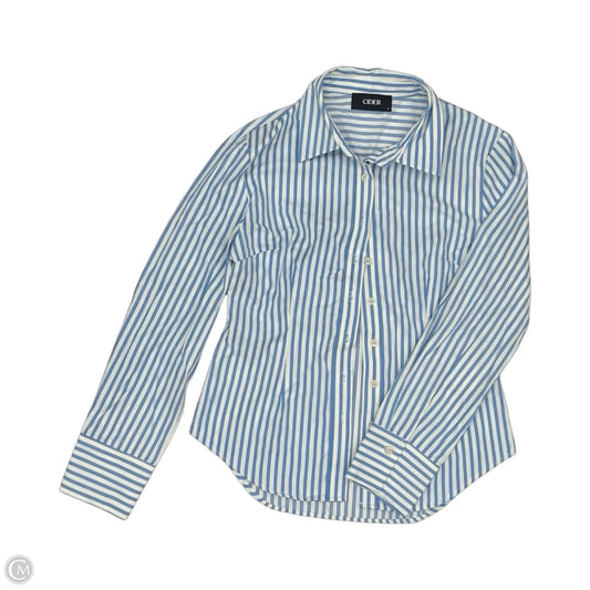 Top Long Sleeve By Cider In Blue & White, Size: S