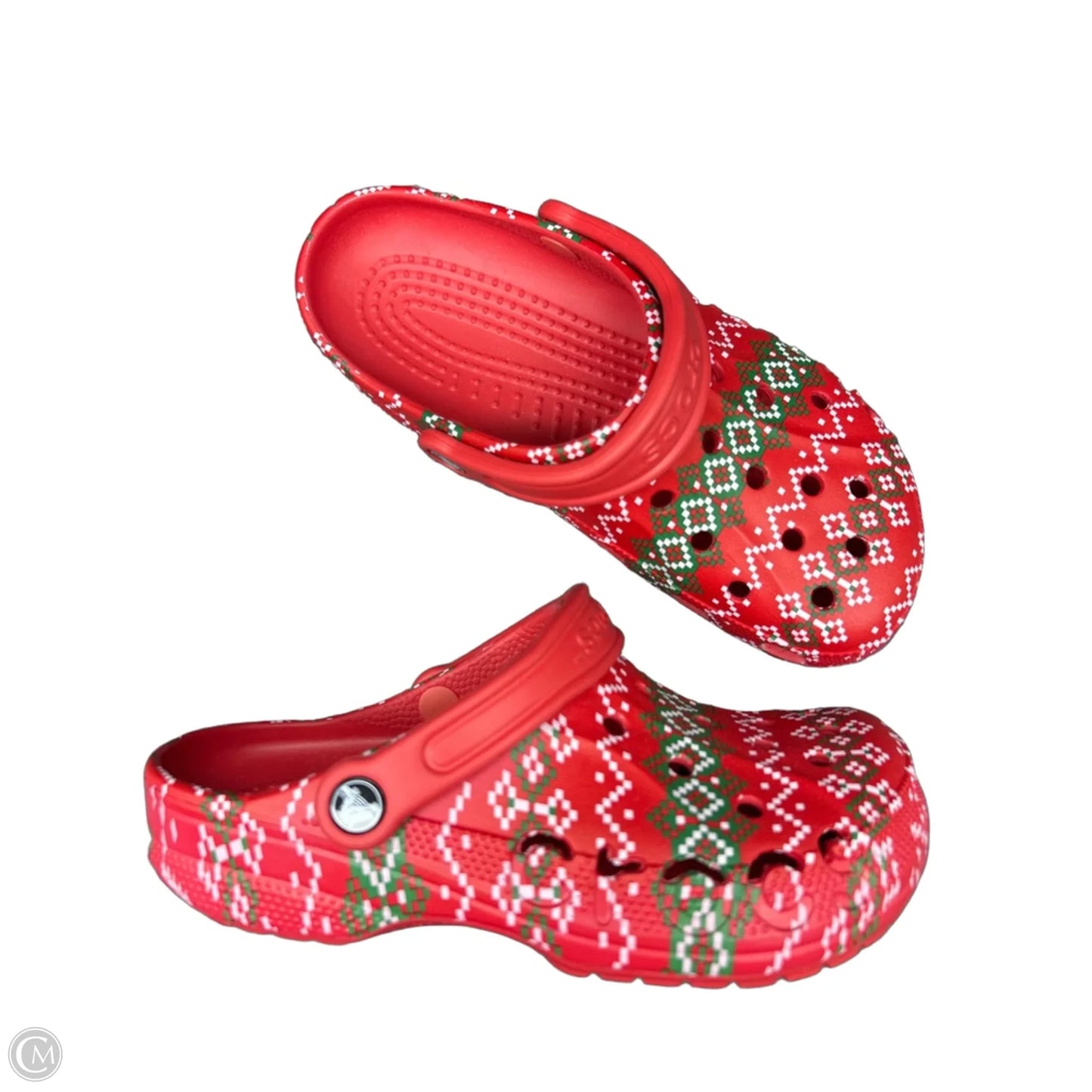 Shoes Flats By Crocs In Green & Red, Size: 8