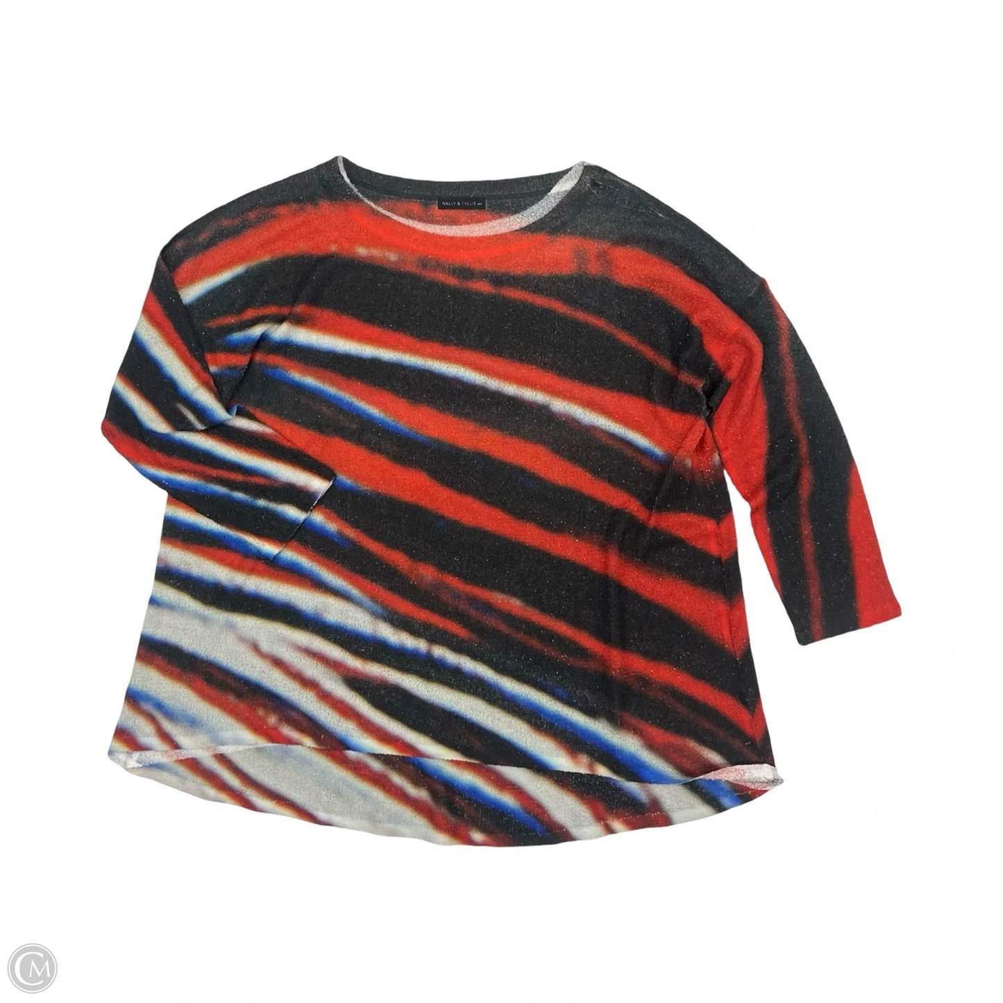 Top 3/4 Sleeve By Nally And Millie In Grey & Red, Size: Os