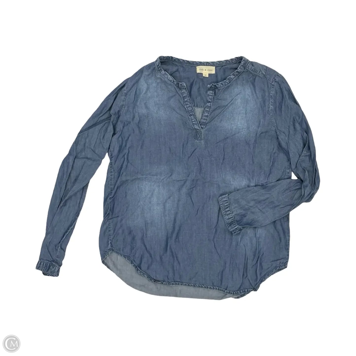 Top Long Sleeve By Cloth & Stone In Blue Denim, Size: M