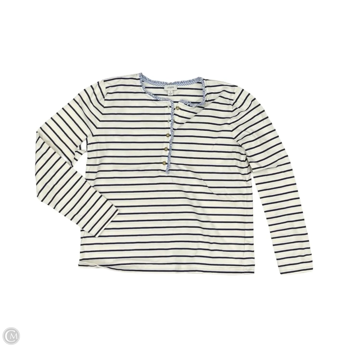 Top Long Sleeve By J. Crew In Blue & Cream, Size: M