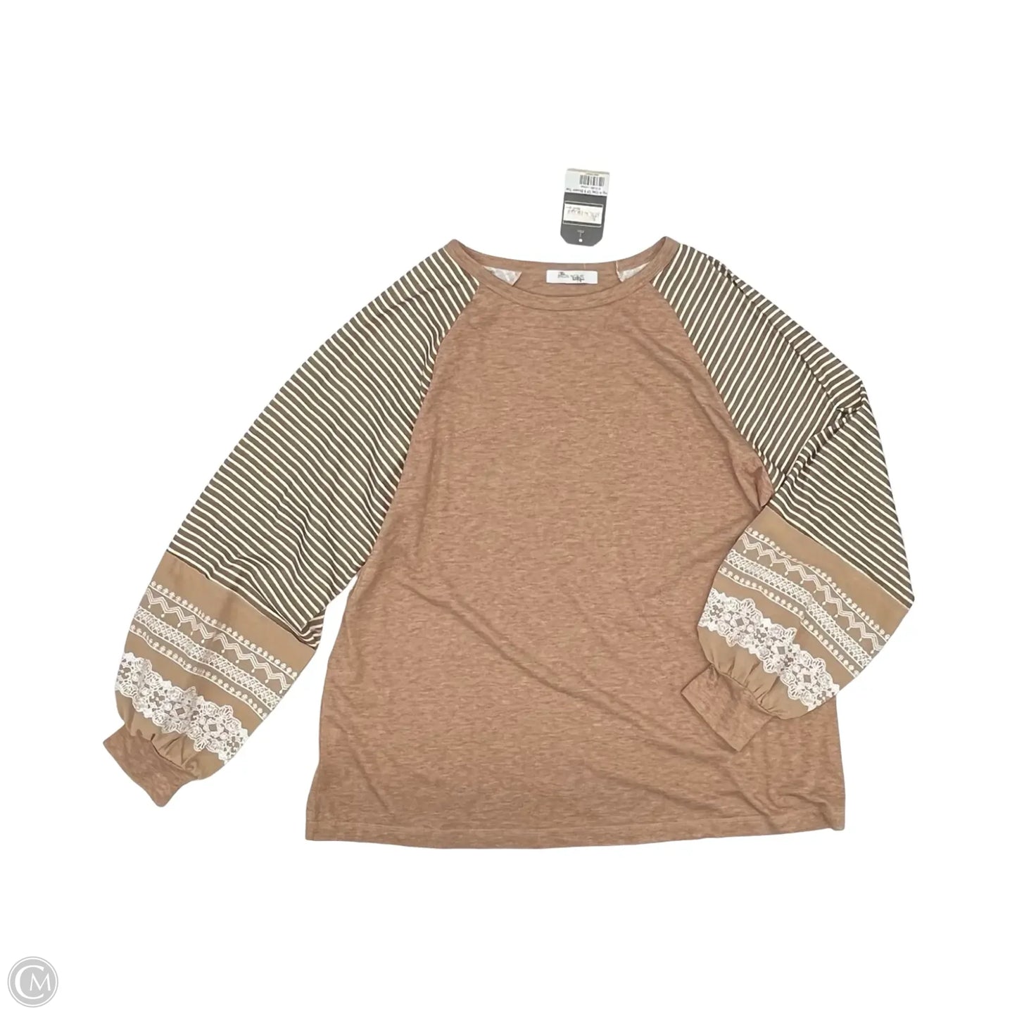 Top Long Sleeve By Clothes Mentor In Brown & Cream, Size: L