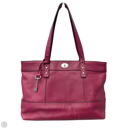 Handbag Leather By Fossil, Size: Medium