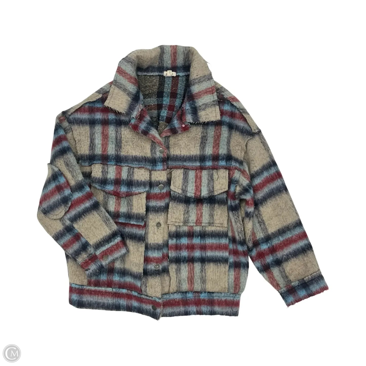 Jacket Shirt By Pol In Plaid Pattern, Size: M