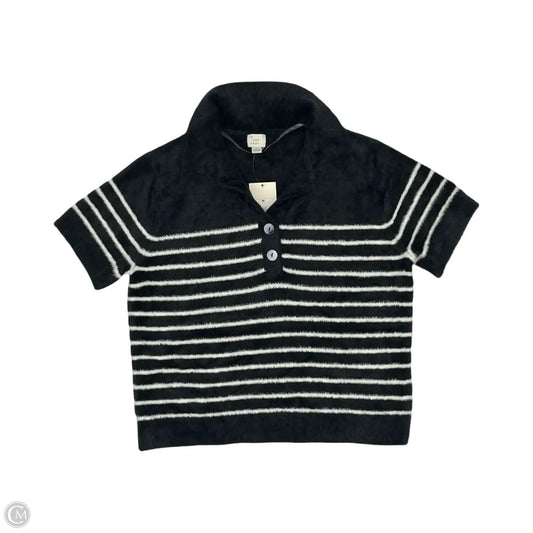 Sweater Short Sleeve By A New Day In Black & Cream, Size: M