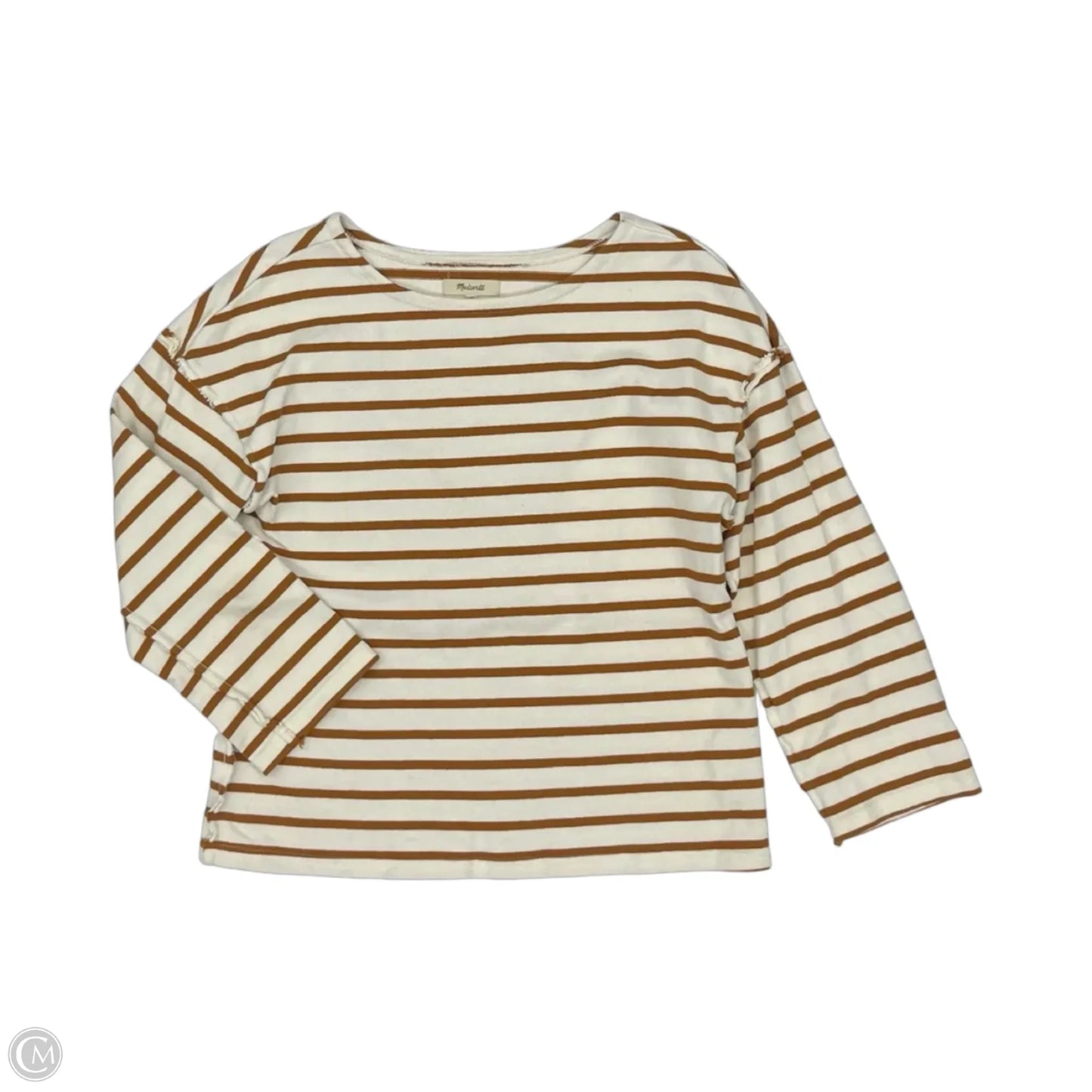 Top Long Sleeve By Madewell In Brown & Cream, Size: S