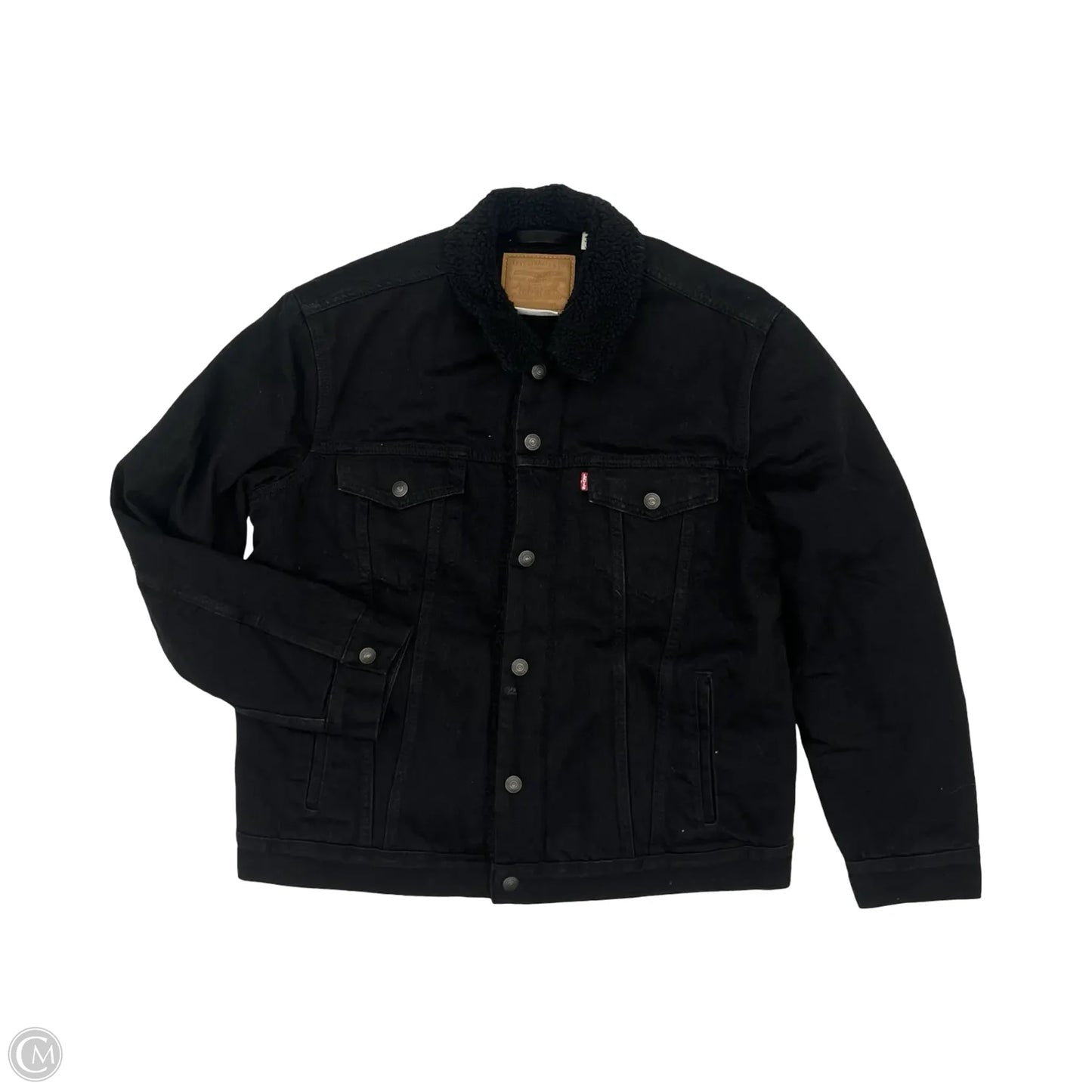 Jacket Denim By Levis In Black Denim, Size: L