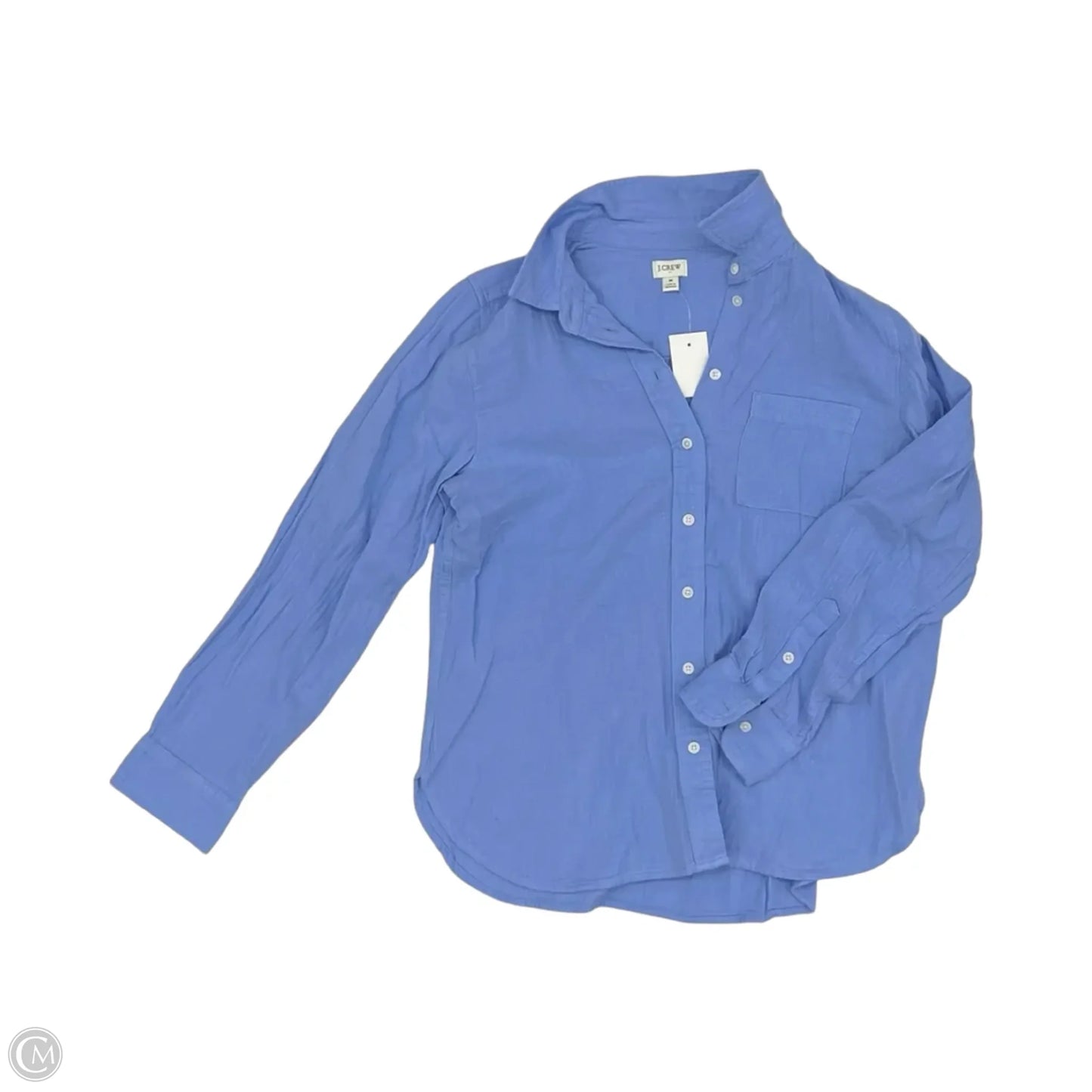 Top Long Sleeve By Zac And Rachel In Blue & White, Size: L