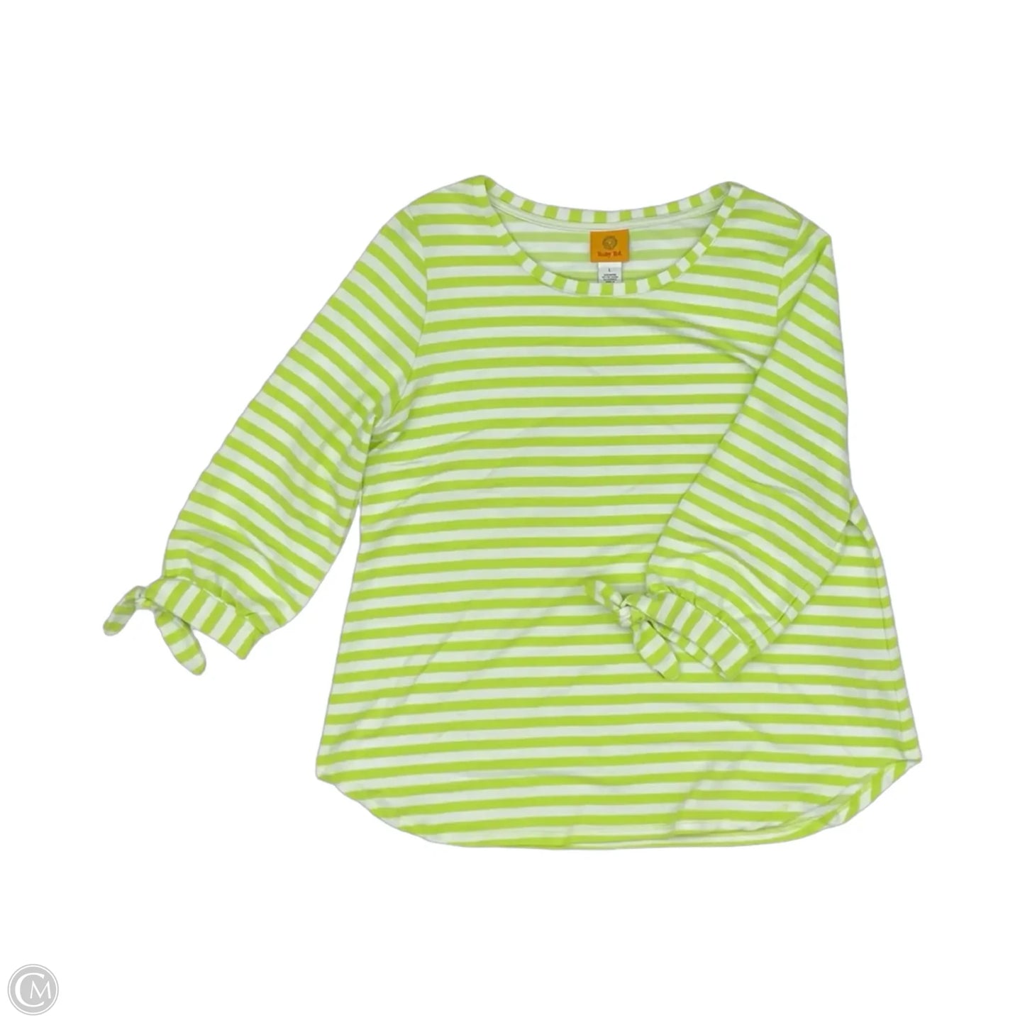 Top 3/4 Sleeve By Ruby Rd In Green & White, Size: L