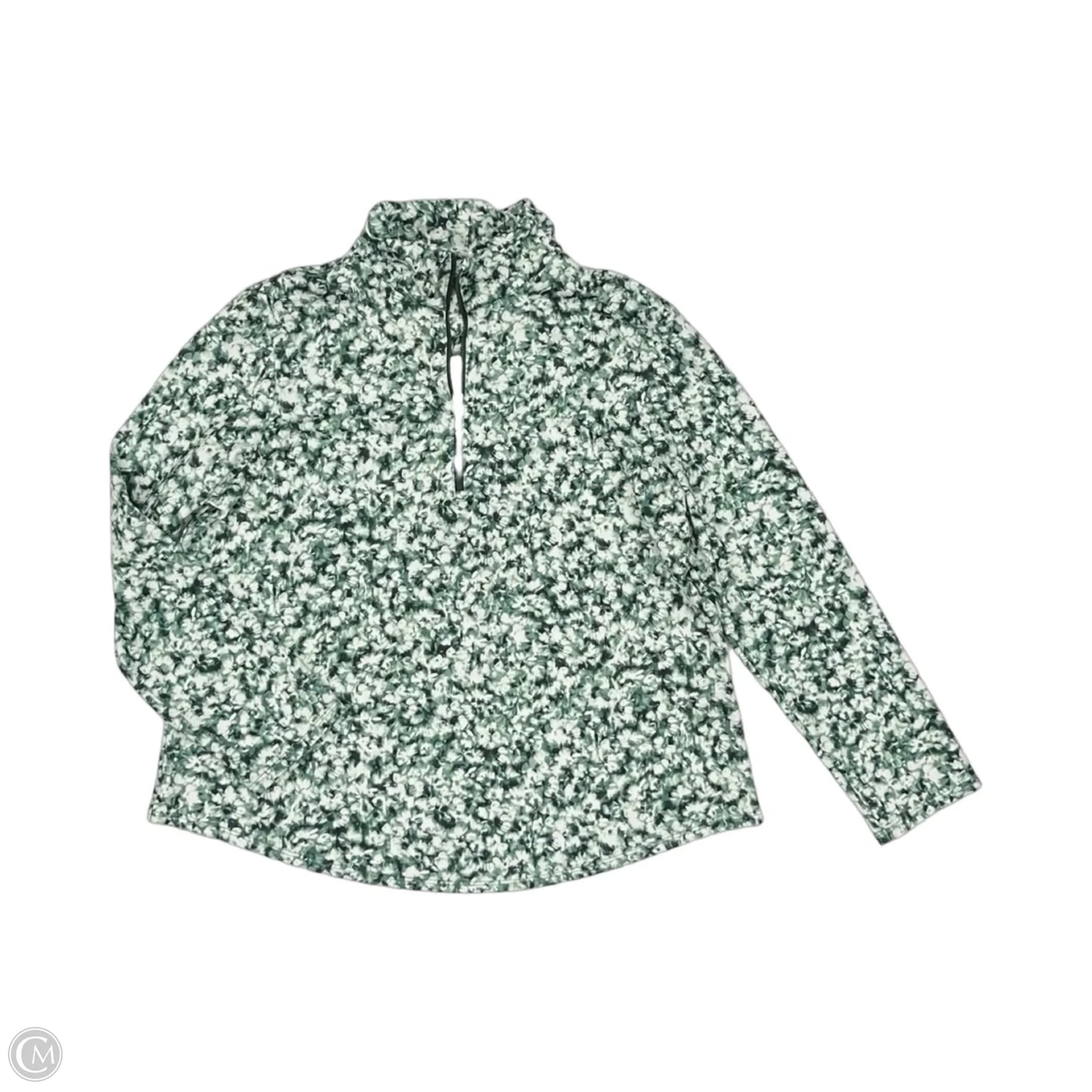 Top Long Sleeve By Chicos In Green & White, Size: Xl