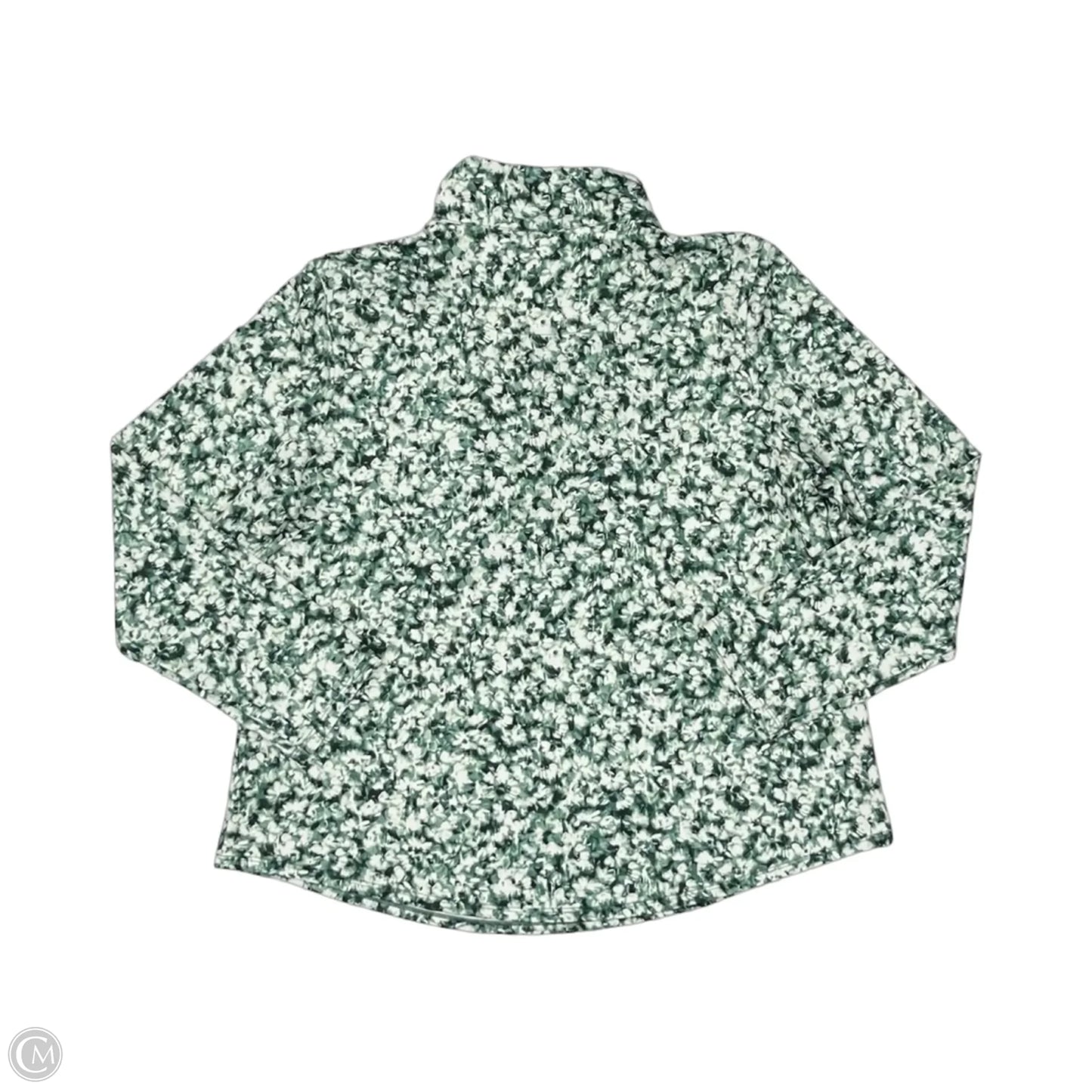 Top Long Sleeve By Chicos In Green & White, Size: Xl
