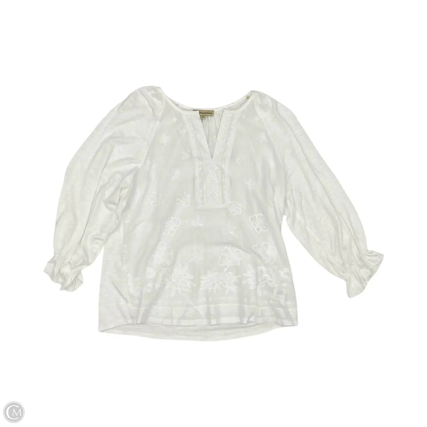 Blouse 3/4 Sleeve By Democracy In White, Size: Xs