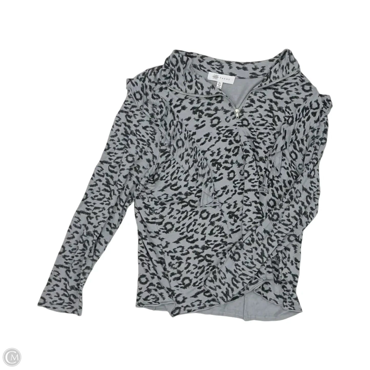 Top Long Sleeve By Fever In Black & Grey, Size: Xl