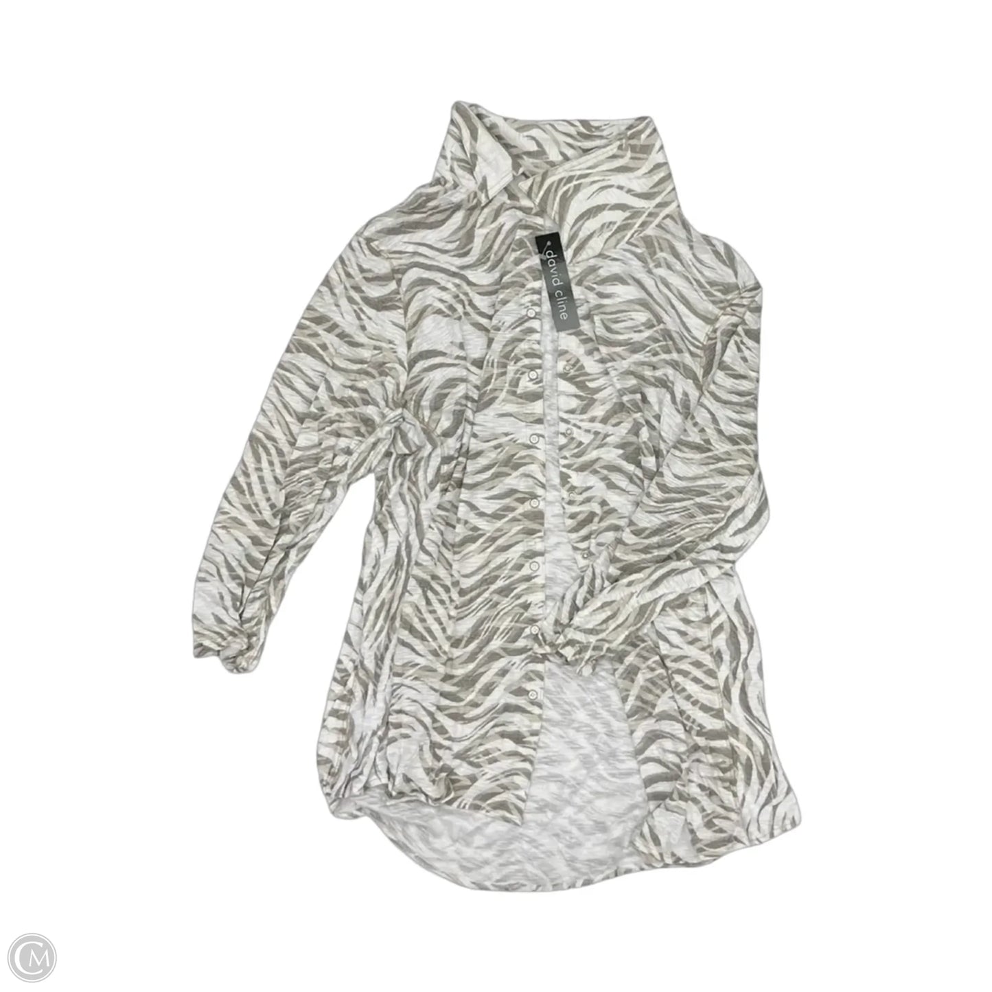 Blouse 3/4 Sleeve By David Cline In Tan & White, Size: Xl