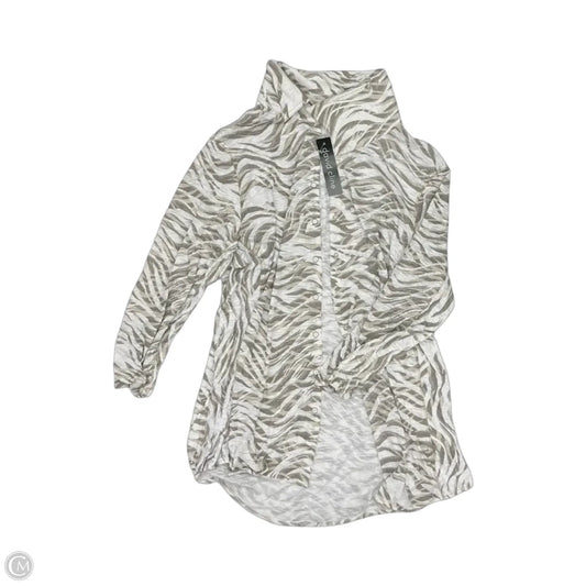 Blouse 3/4 Sleeve By David Cline In Tan & White, Size: Xl