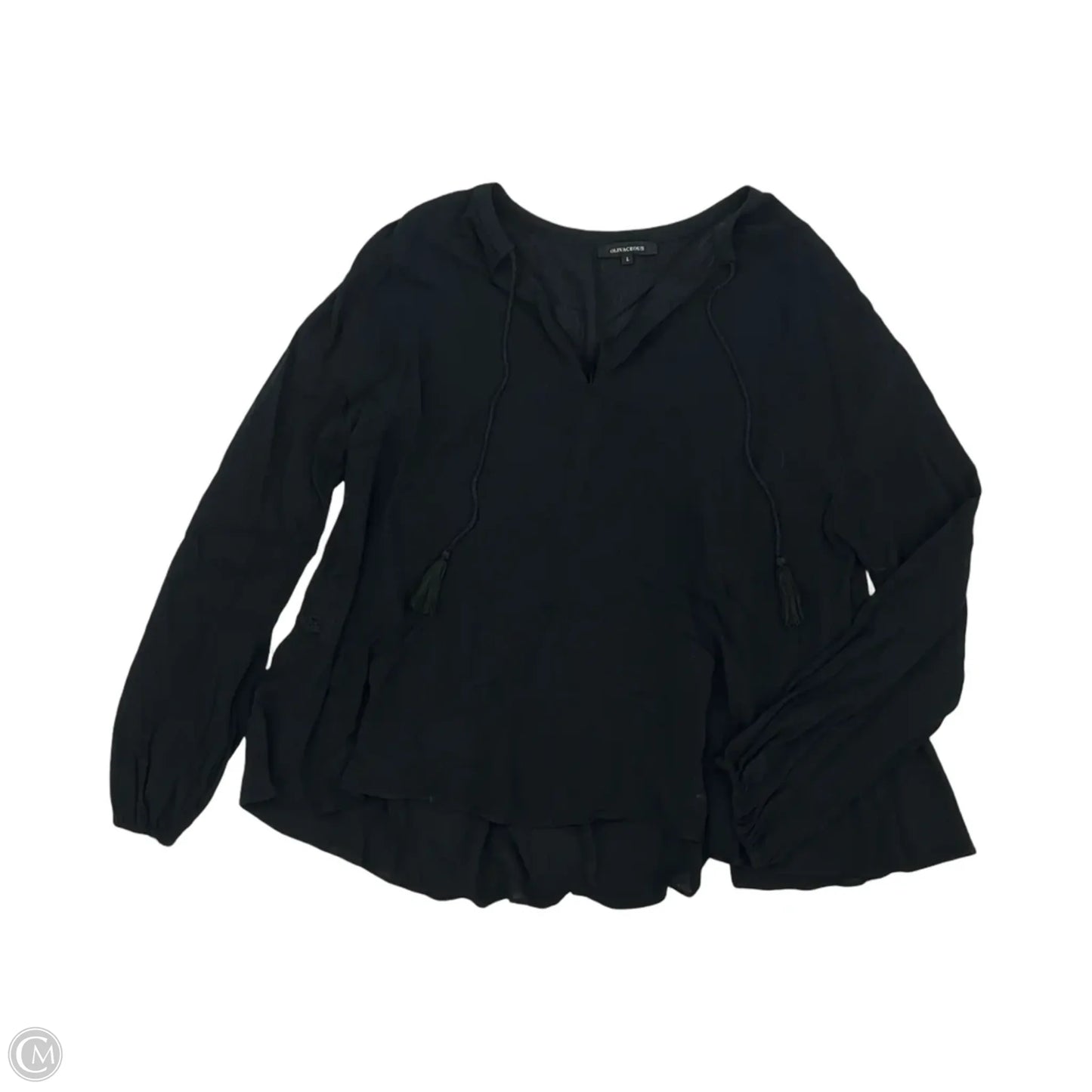 Blouse Long Sleeve By Olivaceous In Black, Size: L