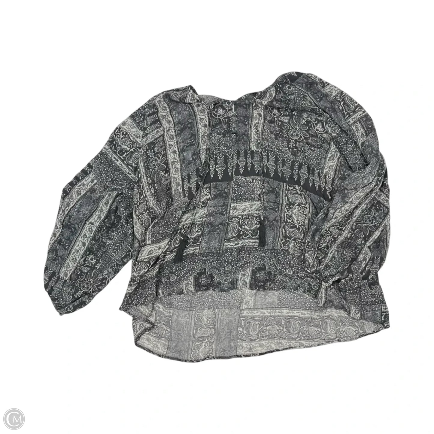 Blouse Long Sleeve By Wonderly In Grey & White, Size: 2x