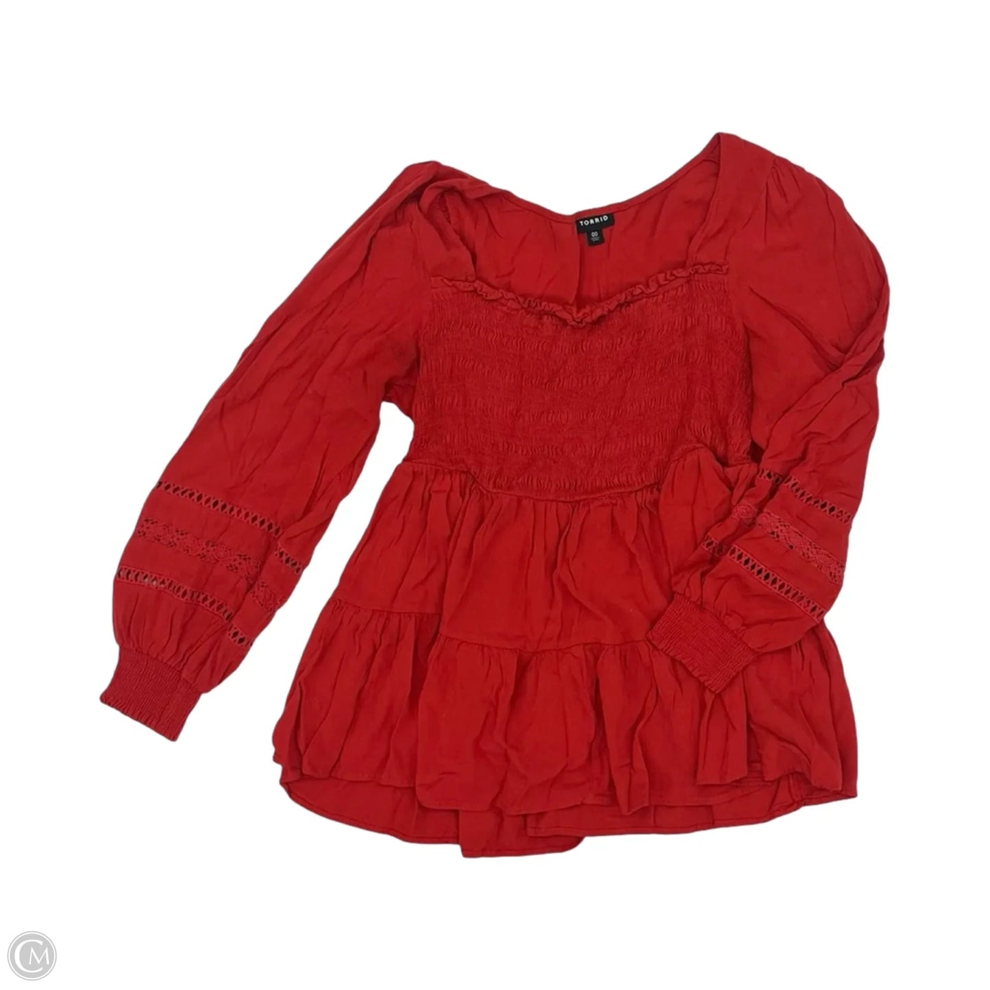 Blouse Long Sleeve By Torrid In Red, Size: M