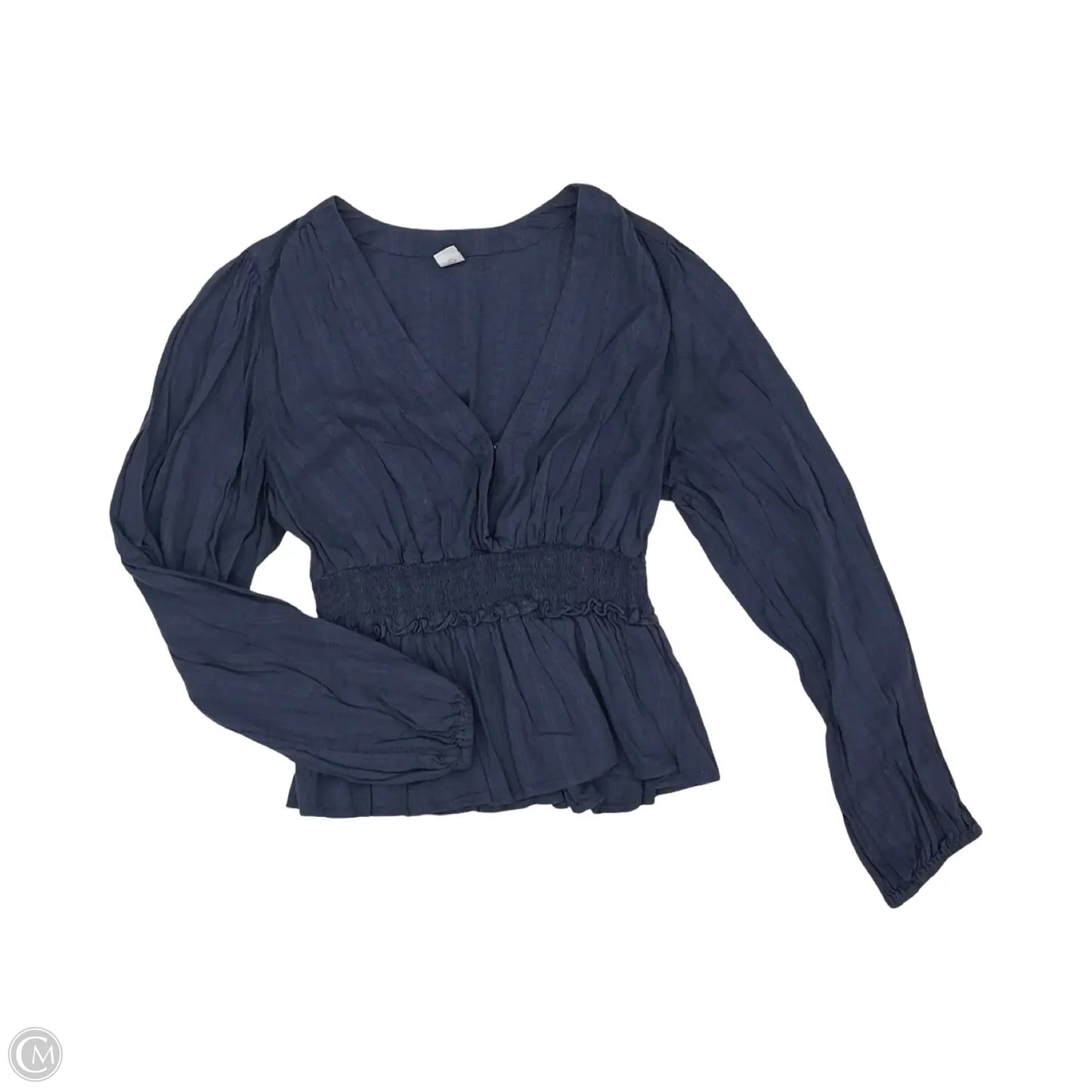 Blouse Long Sleeve By Old Navy In Navy, Size: M