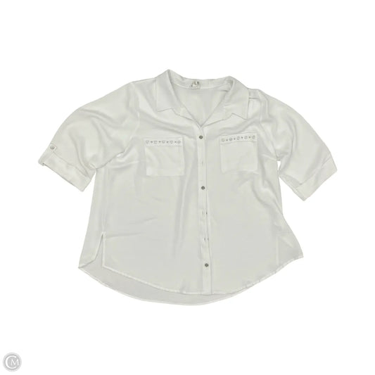 Blouse 3/4 Sleeve By Naif In White, Size: 2x