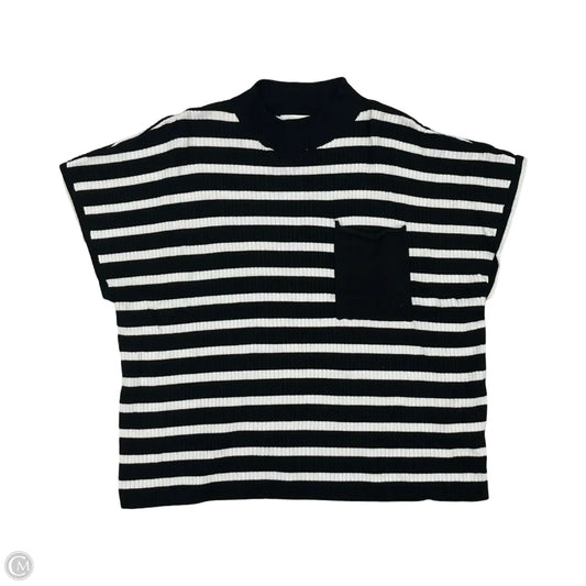 Sweater Short Sleeve By Nine West In Black & Cream, Size: Xxl
