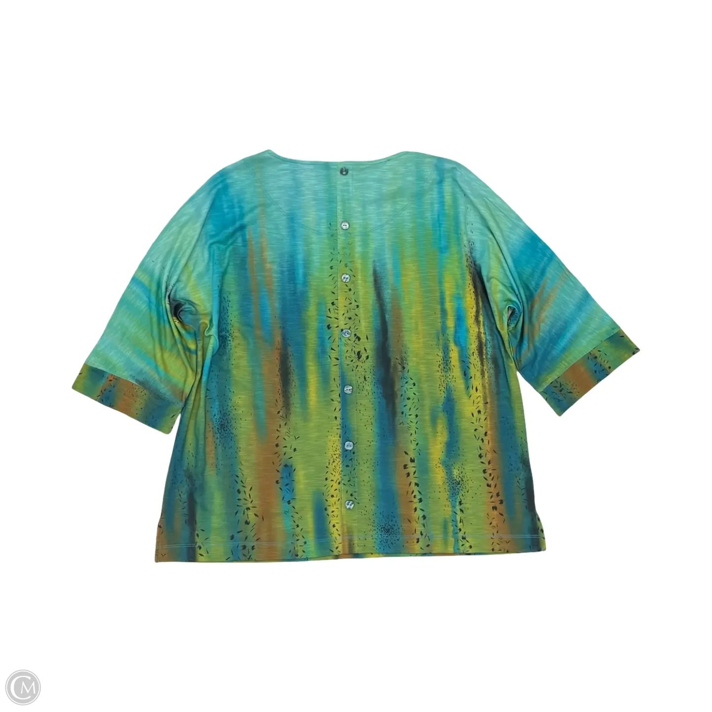 Top 3/4 Sleeve By Multiples In Blue & Green, Size: L