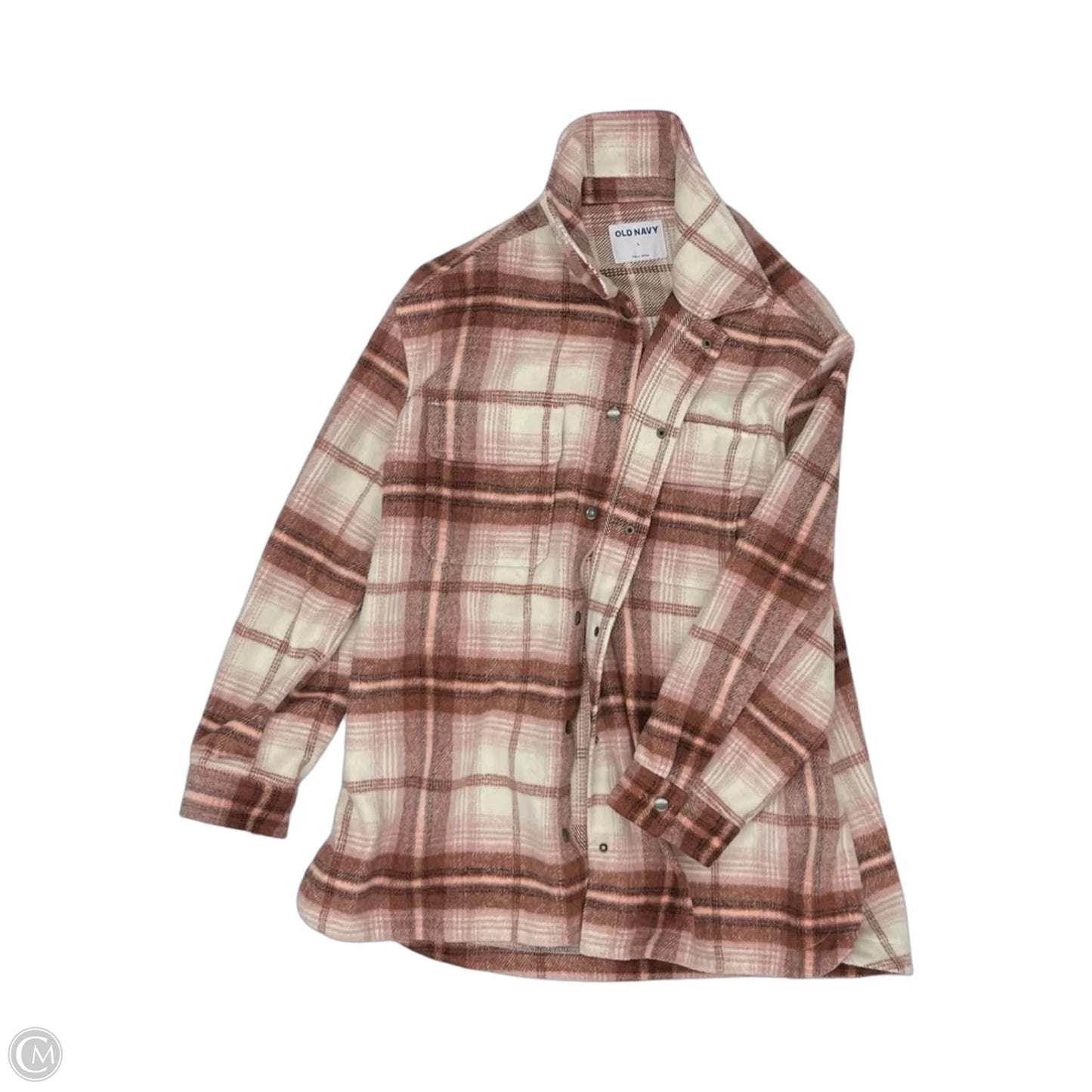 Jacket Shirt By Old Navy In Pink & White, Size: L